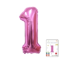 40-inch metallic rose pink number 1 foil balloon with retail packaging for parties - Number 1 / 40 Inch/With Paper Card / Rose Red