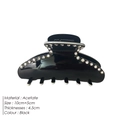Elegante molletta nera in acetato con strass 10cm fermaglio a farfalla francese - Nero
