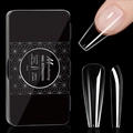 Extra long clear sculpted coffin nail extensions 250pcs set with 10 sizes displayed - 03 Extra Long Coffin (250PCS/10 Sizes)