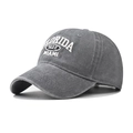 Unisex washed cotton baseball cap with Florida embroidery and vintage distressed finish - Adjustable / Gray