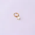 Minimalist gold stainless steel hoop earring with a white star enamel pendant charm - Star Style (352-8#) / White