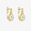 S925 Silber Gold Tropfenohrringe mit hellblauem Edelstein und weißen Zirkonia - 925er Silber / 18K Gold