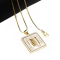 Golden necklace with a square Virgin Mary pendant featuring shell inlay and zircons - Virgin Mary Style / Pendant And Chain