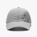 Grey quick-dry baseball cap featuring a perforated mesh design and Chinese dragon print - Adjustable / Light Gray