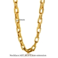 Golden 6mm Cuban link chain necklace with 38.5+5.5cm extension in stainless steel - Gold Necklace (6mm)