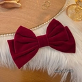 Elegant 17cm burgundy velvet bow hair clip on premium white plush background - 10# Velvet Bow Spring Clip - Red