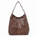 Grand sac hobo marron foncé avec design en cuir patchwork et bandoulière souple - Marron