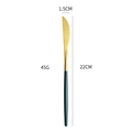 Golden and dark green 304 stainless steel dinner knife with 22cm length and 45g weight - Green Gold Steak Knife