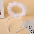 Diadema de aureola con plumas blancas para disfraces de Halloween y fiestas de Navidad - Ángel Blanco