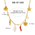 Especificaciones del collar dorado con dijes de concha, estrella de mar y corazón - Estilo Marino de Múltiples Colgantes (NB-N1368)