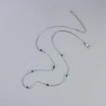 Collana elegante a catena sottile argento con zirconi rettangolari verde smeraldo - Oro Bianco