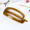 Square hollow hair clip in amber brown resin with glossy finish for half-up hairstyles - Mustard Yellow
