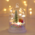 Detail of a Christmas glowing ornament with mini tree, gift box, and warm LED lights - Style B (Warm Light)