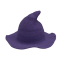 Gebreide paarse heksenhoed met een puntige vorm en brede golvende rand voor Halloween - Volwassene (56-58cm) / Paars