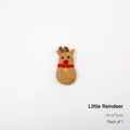 Handmade brown felt reindeer hanging ornament with red scarf and bell, size 9x5cm - Deer