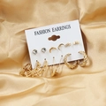 Lot de 6 paires de boucles d'oreilles dorées géométriques avec strass brillants - Ensemble Strass Lune Étoile (Z28)