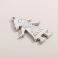 Detailed close-up of a silver stainless steel girl charm for DIY jewelry making - Steel Color (KLJ2414-Z)
