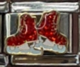 Maglia per bracciale italiano con ciondolo a pattino da ghiaccio rosso glitterato - 27 Pattini da Ghiaccio Rossi
