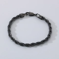 Men's minimalist matte black twisted rope chain bracelet with secure lobster clasp - 5mm Rope Chain / 20cm / Black