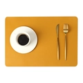 Mustard yellow faux leather placemat with waterproof surface and rounded corners - 43*30cm / Yellow