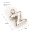 Polished silver 304 stainless steel letter Z pendant charm for DIY jewelry making - Letter Z / Steel