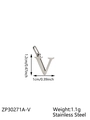 Polished stainless steel letter V charm pendant 1.2x1cm for DIY jewelry making - Letter-V / Steel