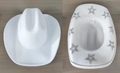Sombrero vaquero blanco de ante con estrellas plateadas y ala ancha curvada - Estilo de Pentagrama Plateado Blanco (04)