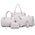 Set di 6 borse bianche intrecciate composto da borsa a mano e tracolla con dettagli oro - Bianco