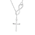 Elegant S925 silver necklace featuring infinity and cross pendants in silver finish - DY722 Infinity Design / White Gold with Cross Chain