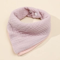 Four-layer cotton gauze baby bandana bib with reversible pink and purple colors - Pink + Light Purple