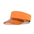 Detail view of a bright orange visor with a translucent plastic brim and woven band - Head Circumference 55-60cm / Transparent Orange