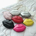 Lip-shaped chain crossbody bag in glossy patent leather with seven vibrant colors - Yellow