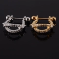 Sparkling zircon leaf nipple shields in silver and gold finish for nipple piercings - NO 18