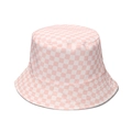 Close-up of pink and white checkered fisherman hat showing premium cotton fabric texture - M (56-58cm) / Pink & White Checkerboard
