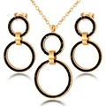 Golden stainless steel jewelry set featuring Roman numeral hollow rings and black texture - Gold Roman Numerals Black Texture (款式4)