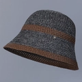 Dettaglio cappello parasole bicolore intrecciato con tesa traforata e decoro floreale - M(56-58cm) / Nero/Bianco