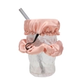 Set copribicchiere in raso rosa con elastico scrunchie e foro per la cannuccia - Tinta Unita / Rosa