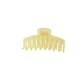 Elegant pale yellow translucent hair claw clip with large curved design for thick hair - Yellow