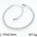 Silver-finish tennis bracelet with sparkling 2.5mm cubic zirconia and adjustable chain - Silver Round Zircon Tennis Style (Steel KB154271-Z)