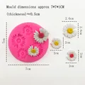 Detail of pink daisy silicone mold showing flower textures and finished craft dimensions - 6472-Pink
