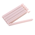 Five pieces of pink large plastic food sealing clips for snack bags on white background - 5Pcs Large Light Pink
