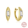 Orecchini a cerchio quadrati in argento sterling S925 con zirconi e finitura oro - Argento 925 / Oro