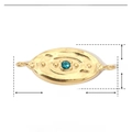 Detail of gold stainless steel eye pendant with blue rhinestone and size measurements - Gold Blue Zirconia Eye Link