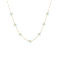 Elegant gold chain necklace featuring light blue resin flowers with gold bead centers - Necklace / Gold-Light Blue