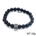 8mm black lava stone and matte bead bracelet featuring a metallic letter Y charm - Letter Y (KB122521-Z) / 8mm