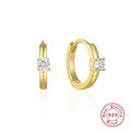 Orecchini a cerchio in argento sterling S925 placcati oro con diamante rotondo - Argento 925 / Oro