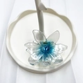 Blue gradient floral hair claw clip made of translucent acrylic with central bead - Blue (Pearlescent Sun Flower)
