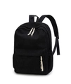 Classic black corduroy backpack with vintage striped texture and decorative rope pulls - Small / Black
