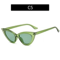 Retro cat eye sunglasses in translucent green finish with matching lenses, model C5 - Olive Green
