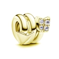 Gold spiral charm with four round gems and arrow detail for DIY charm bracelets - Standard Spec / Gold Arrow Style / 033